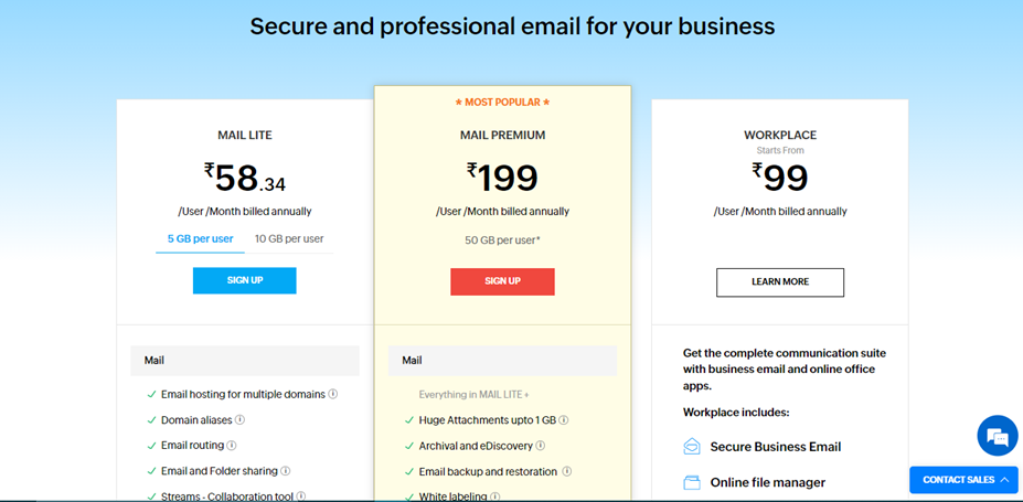 Pricing of Zoho - Top Email Scheduling Tools